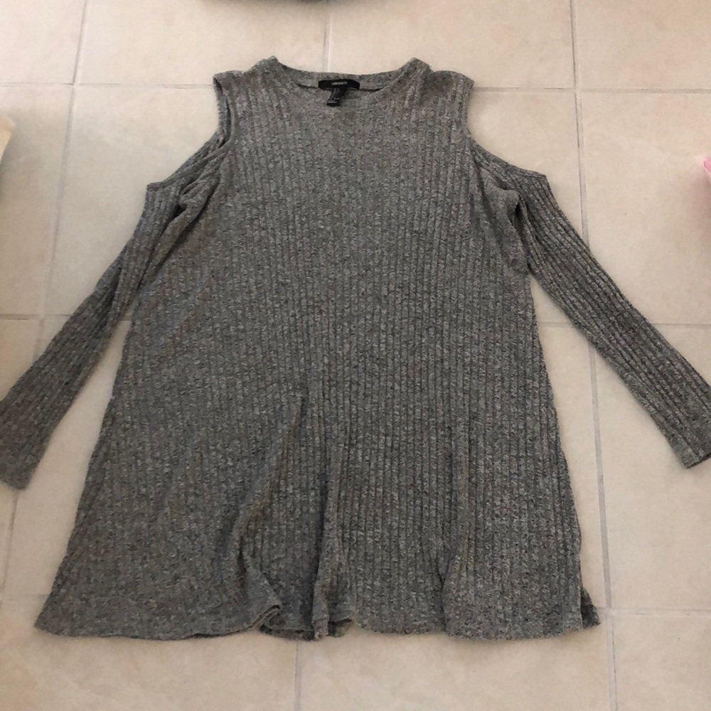 Grey Open shoulder Sweater